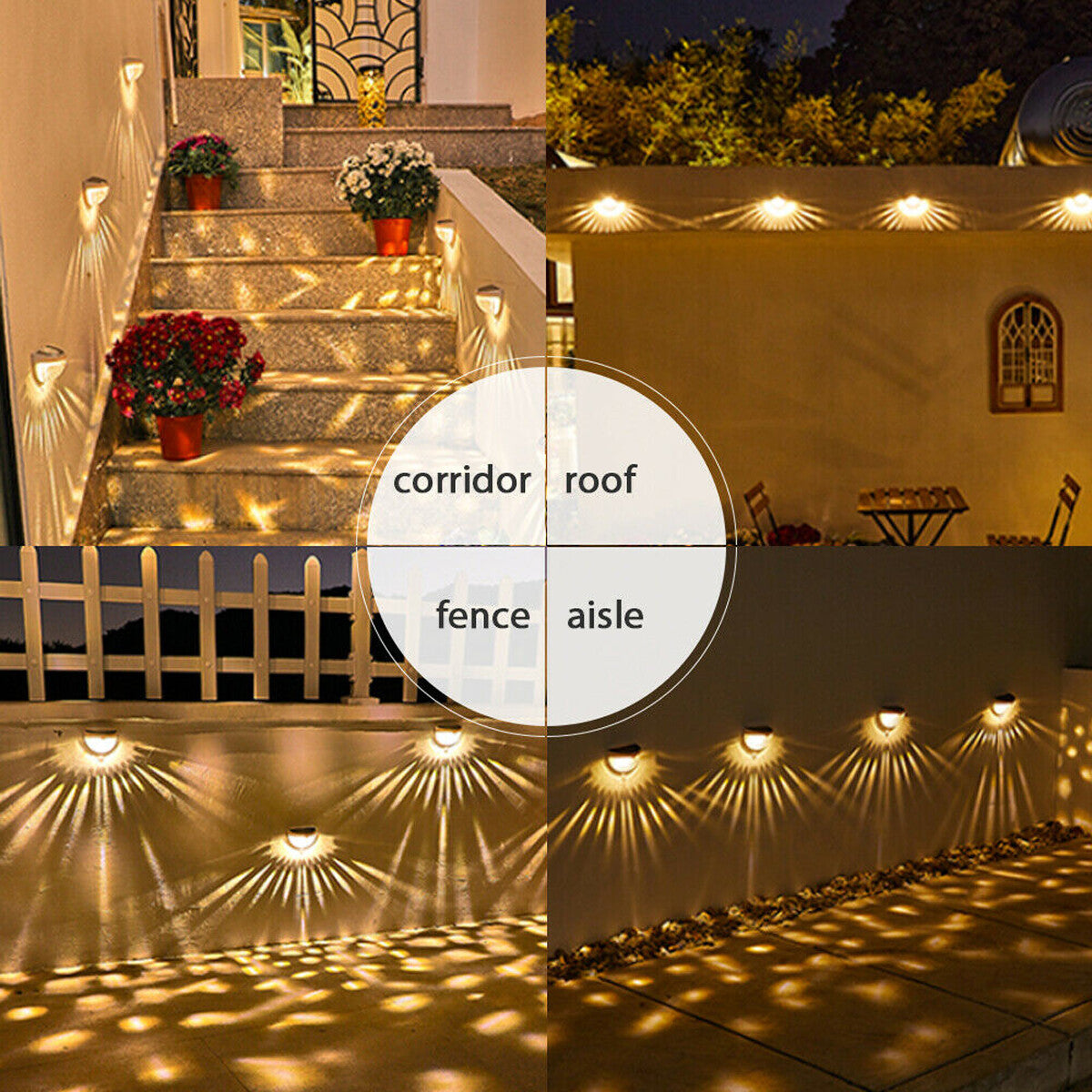 2PCS Solar Fence Lights Outdoor Garden Waterproof Wall Mount Decorative Lights