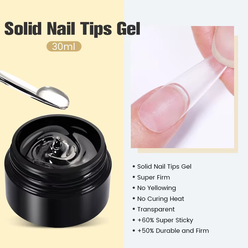 30Ml Glitter Pink Hard Jelly Nail Extension Gel Nail Polish Milky White Clear Color Soak off UV Construction Gel
