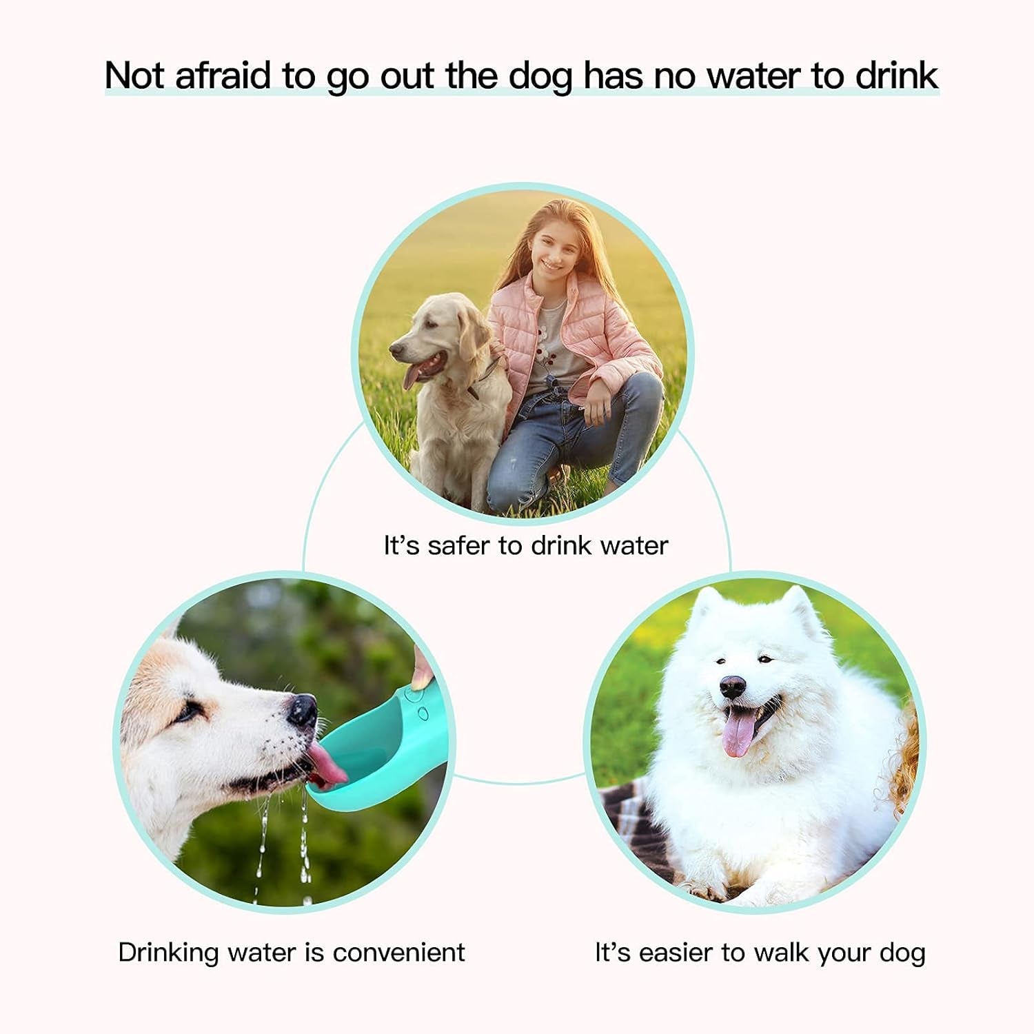 Dog Water Bottle for Walking Portable Dog Water Dispenser Pet Travel Drink Cup with Bowl -Food Grade Silicone|Bpa Free