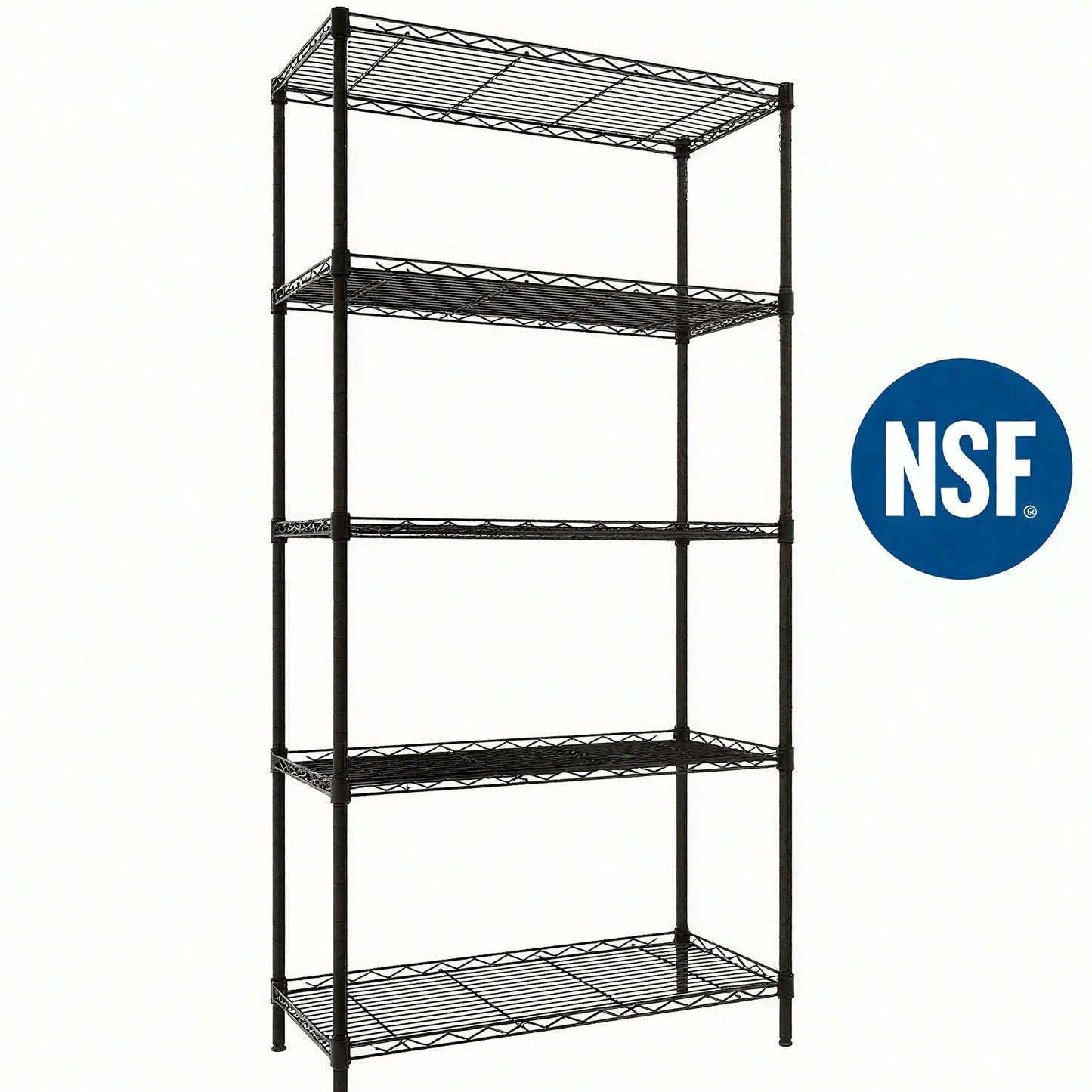 5-Tier Wire Shelving Unit, Steel Storage Rack for Garage Office Kitchen Black, 30" W X 14" D X 60" H