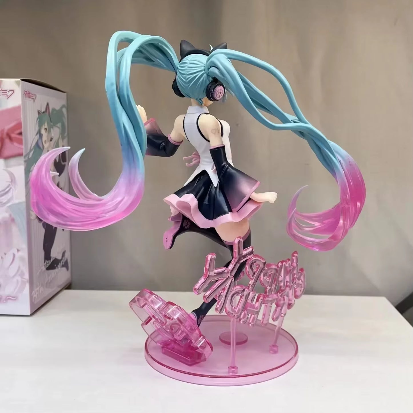 NEW 23Cm Kawaii Vocaloid Hatsune Miku Artist Happy Birthday Cat Ears Headdress PVC Anime Figure Action Figures Model Toys