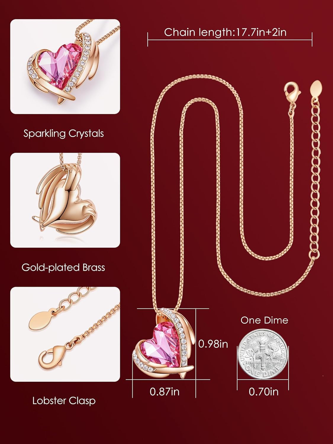 Mothers Day Gifts for Mom,Love Heart Pendant Necklaces for Women, Silver Tone Rose Gold Tone Birthstone Jewelry Gifts for Wife Her