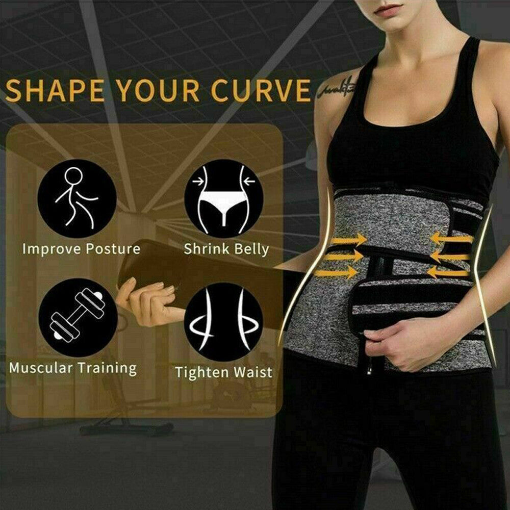 Free Size Waist Trainer Shaper Belt Slimming Tummy Wrap Belt Resistance Bands US