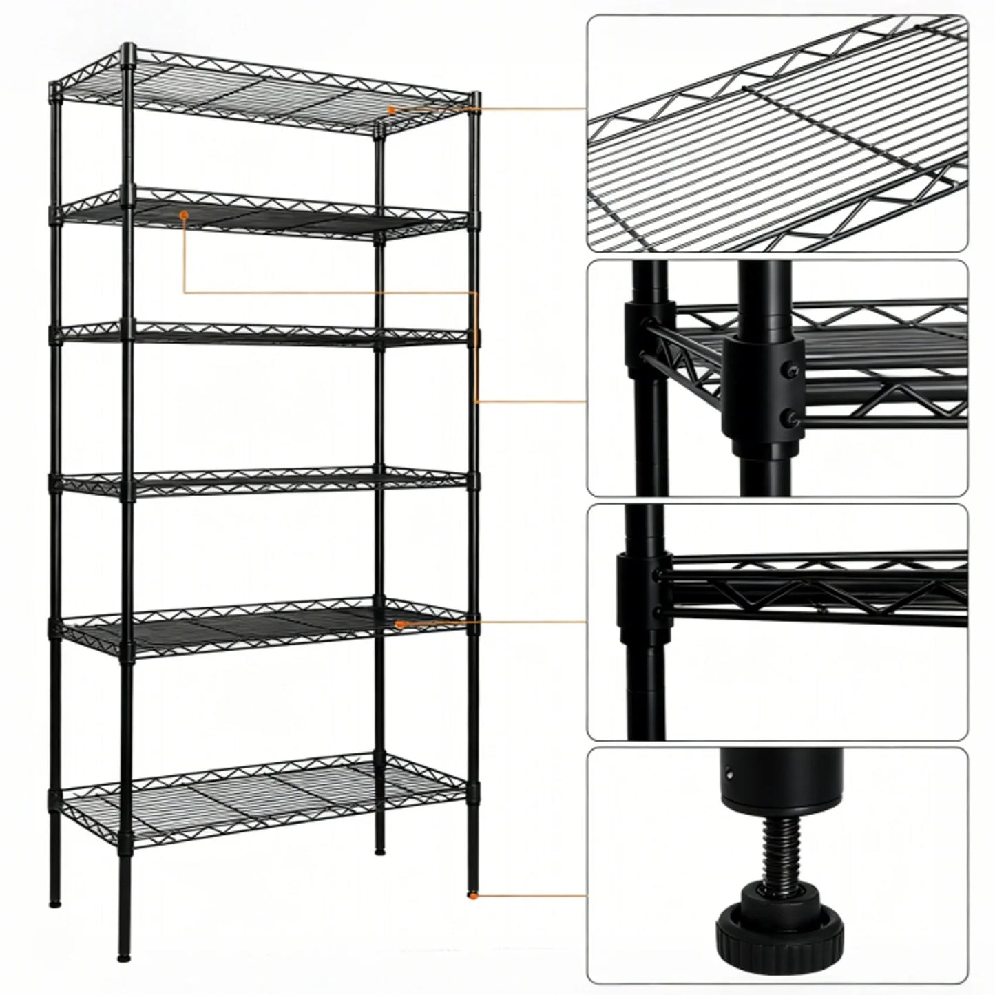 5-Tier Wire Shelving Unit, Steel Storage Rack for Garage Office Kitchen Black, 30" W X 14" D X 60" H