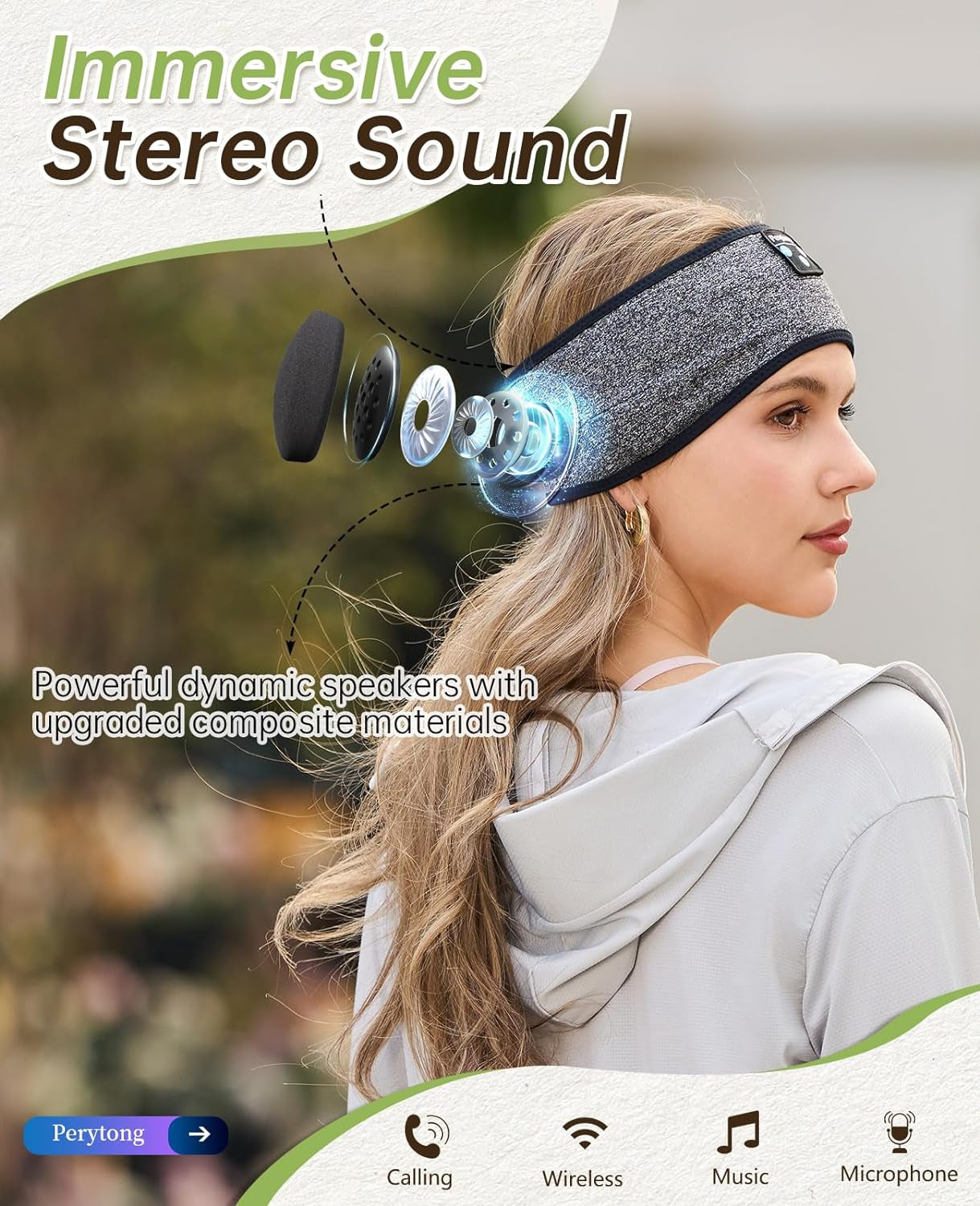 Wireless Sleep Headband with Comfortable Earbuds for Side Sleepers, Sleeping Eye Mask for Women Men Workout Running