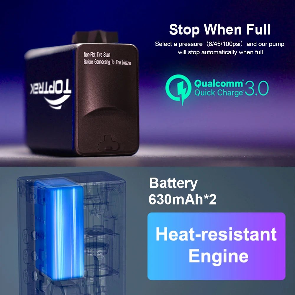 100Psi Mini Electric Air Pump Portable 1260Mah Bicycle Pump Inflator Presta Schrader Valve Road MTB Bike Motorcycle Pump - soblessed95.store