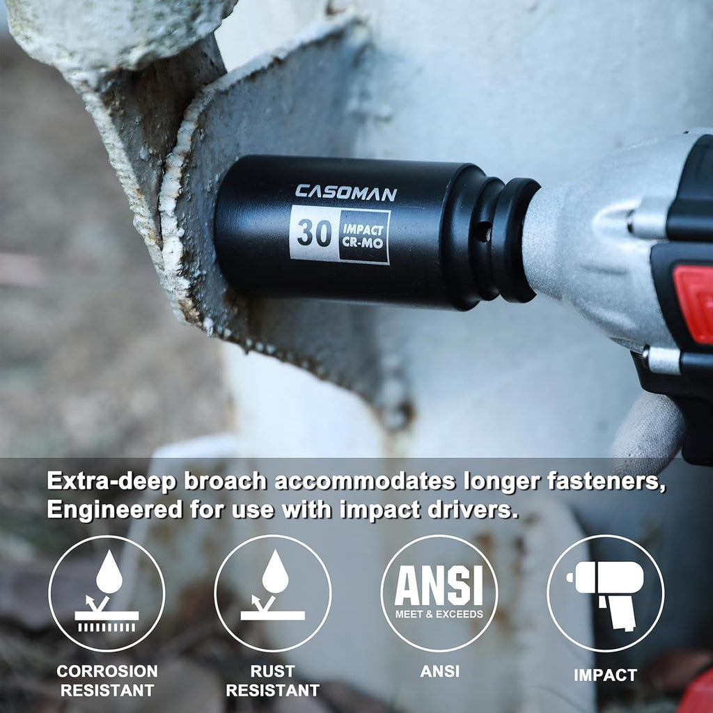 1/2 - Inch Drive Deep Spindle Axle Nut Impact Socket Set,12 Point Metric, CR - MO, 30,32,34,36Mm, 4 - Piece 1/2" Heavy Duty Impact Socket Set - soblessed95.store