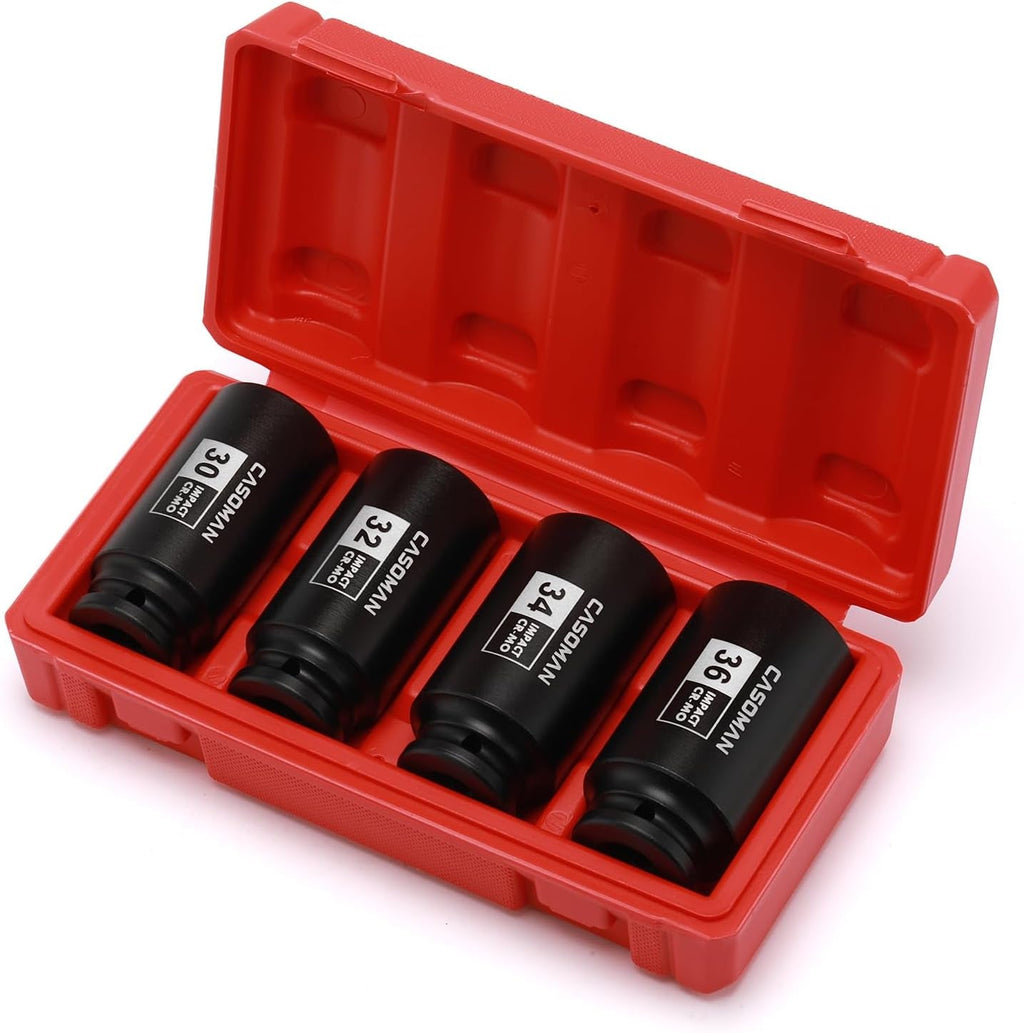 1/2 - Inch Drive Deep Spindle Axle Nut Impact Socket Set,12 Point Metric, CR - MO, 30,32,34,36Mm, 4 - Piece 1/2" Heavy Duty Impact Socket Set - soblessed95.store