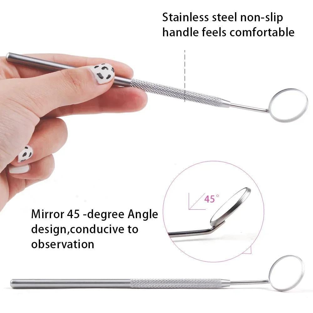 12 PCS Dental Mouth Mirror 5 W/Handle Stainless German Grade Dental Instruments - soblessed95.store