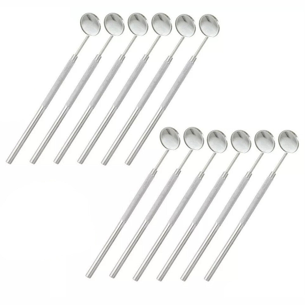 12 PCS Dental Mouth Mirror 5 W/Handle Stainless German Grade Dental Instruments - soblessed95.store
