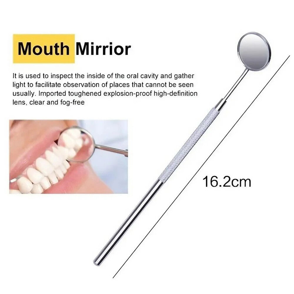 12 PCS Dental Mouth Mirror 5 W/Handle Stainless German Grade Dental Instruments - soblessed95.store