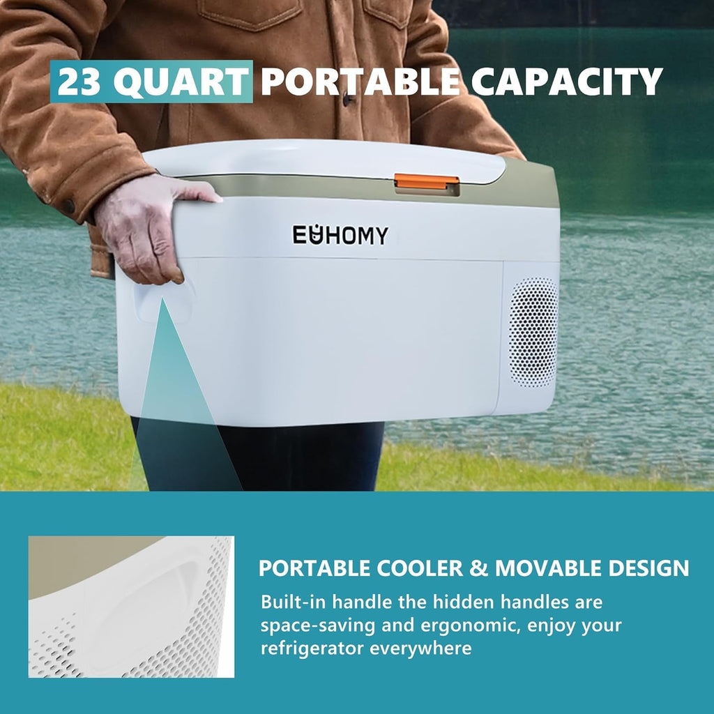 12 Volt Refrigerators, 21Liter(23Qt) RV Refrigerator with 12/24V DC & 110 - 240V AC, Portable Refrigerator Freezer Fridge Cooler for Car, Camping, Travel, Fishing - soblessed95.store