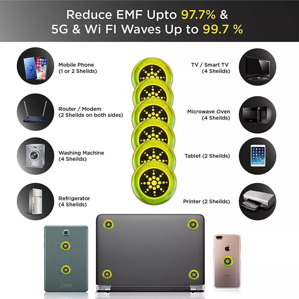 12PCS Radiation Protection Sticker Smartphone Tablet Laptop 5G Wi - Fi EF RF EMF - soblessed95.store