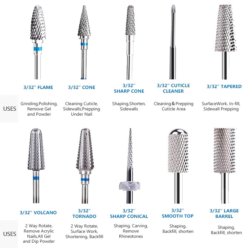 1Pc Nail Drill Bit Rotate Burr Milling Nail Cutter Bits Electric Drill Machine for Manicure Pedicure Tools - soblessed95.store