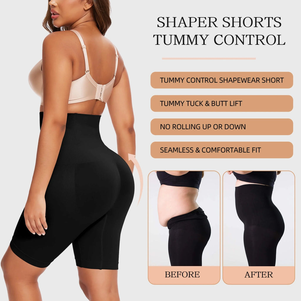 2 Packs Tummy Control Shapewear Shorts Faja Body Shaper for Women High - Waisted Thigh Slimming - soblessed95.store