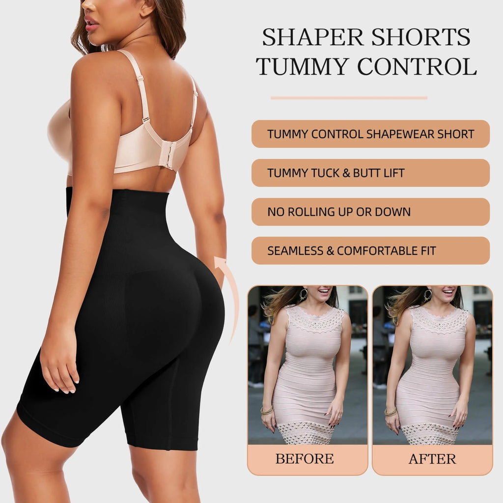 2 Packs Tummy Control Shapewear Shorts Faja Body Shaper for Women High - Waisted Thigh Slimming - soblessed95.store