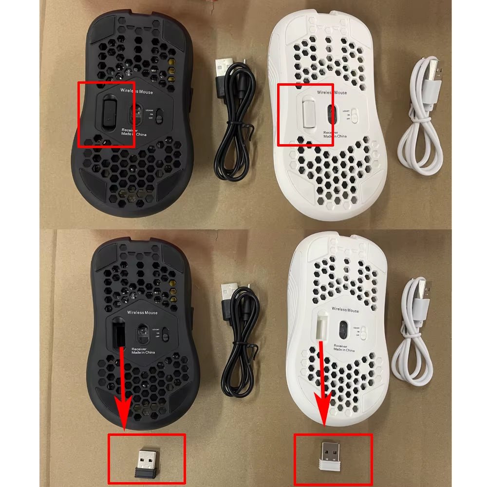 2.4G Wireless Mouse with RGB Backlit 6 - Button 3 - Speed DPI Type C Rechargeable Ergonomic Honeycomb Design Gaming Mouse - soblessed95.store