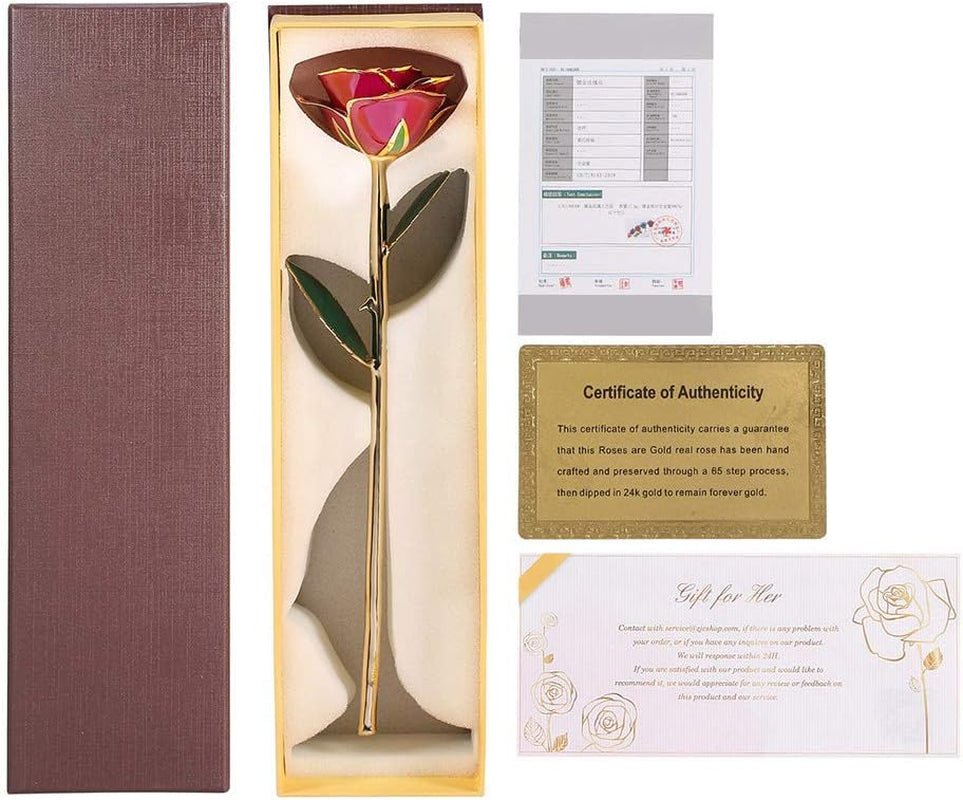 24K Purple Rose for Her, Dipped Gold Rose Love Real Golden Plated Preserved Eternal Flower with Rose Stand Present for Wife/Girlfriend/Lady (Purple) - soblessed95.store