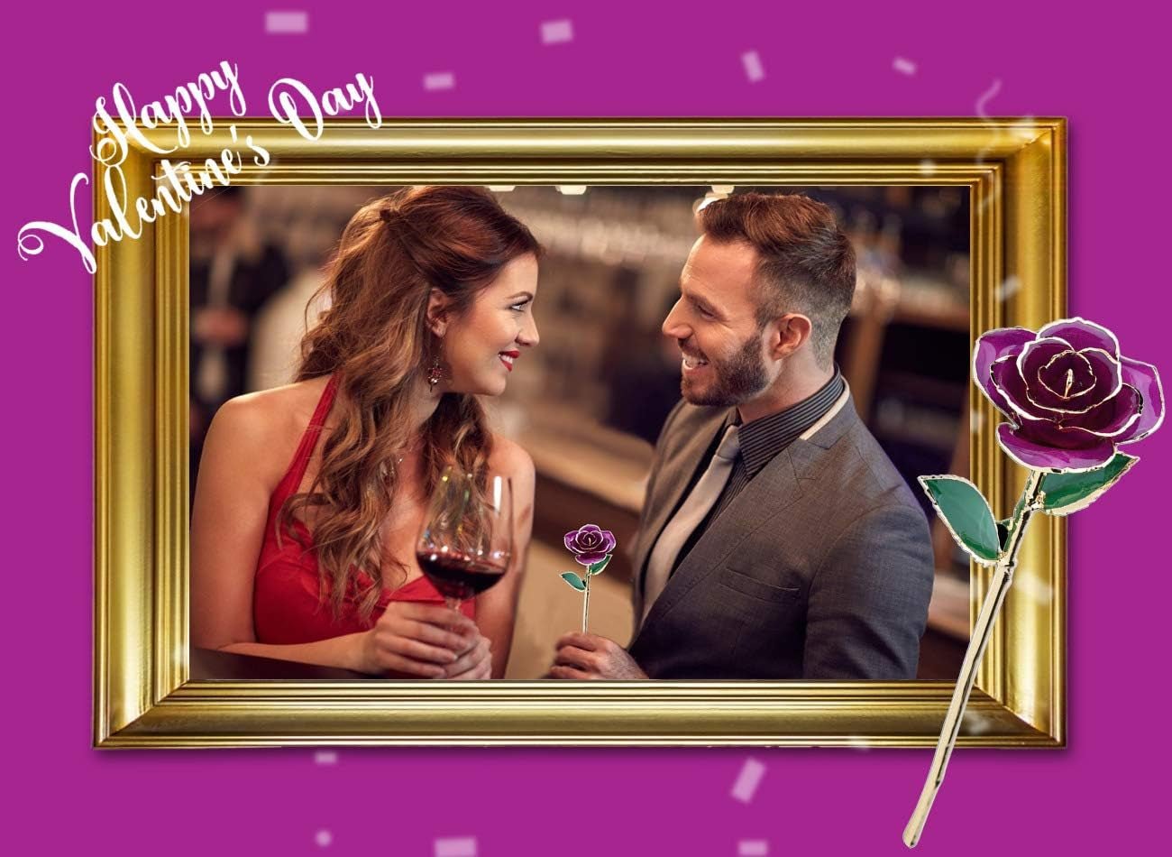 24K Purple Rose for Her, Dipped Gold Rose Love Real Golden Plated Preserved Eternal Flower with Rose Stand Present for Wife/Girlfriend/Lady (Purple) - soblessed95.store