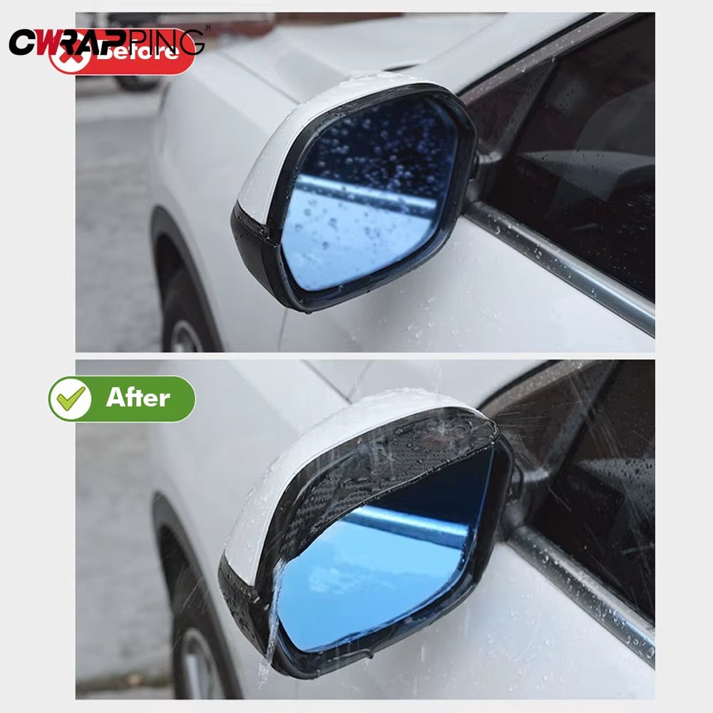 2PCS Car Rearview Mirror Rain Eyebrow Carbon Fiber Sun Visor Shade Cover Protector Clear Vision for Rain Car Mirror Accessories - soblessed95.store
