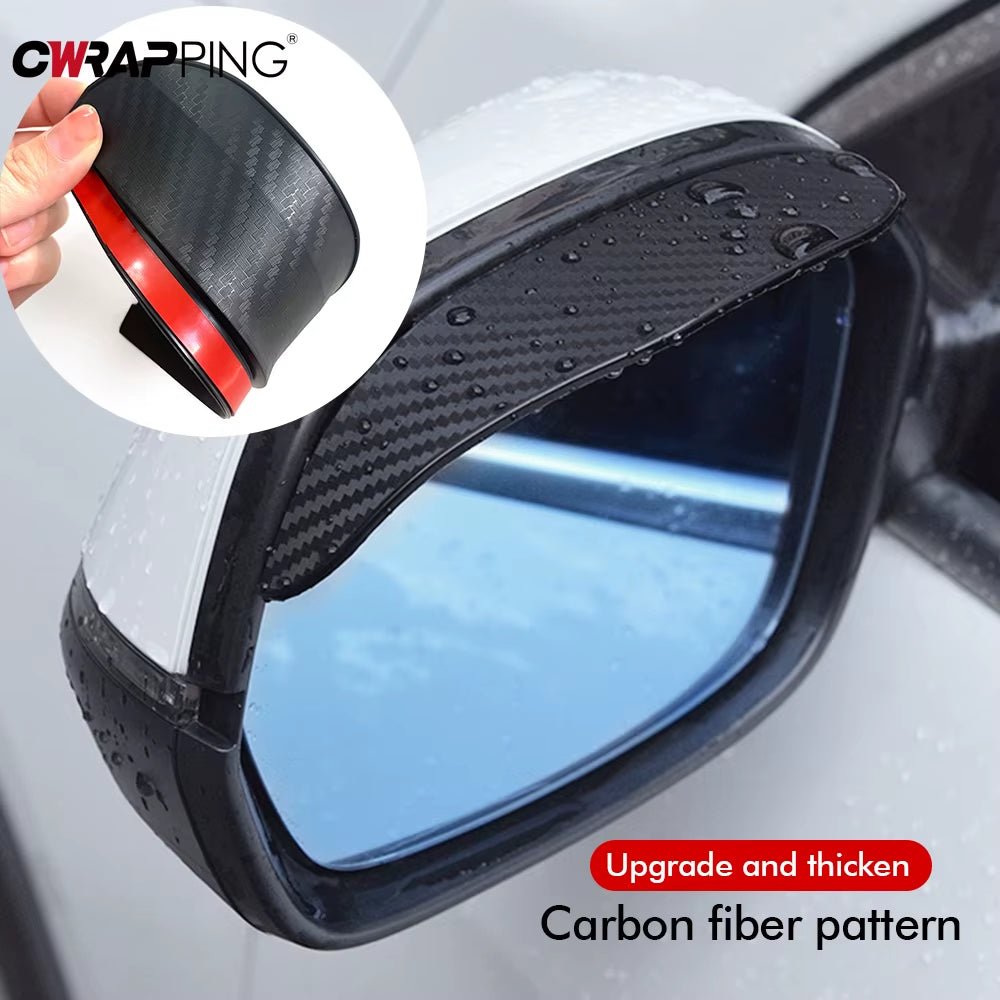 2PCS Car Rearview Mirror Rain Eyebrow Carbon Fiber Sun Visor Shade Cover Protector Clear Vision for Rain Car Mirror Accessories - soblessed95.store