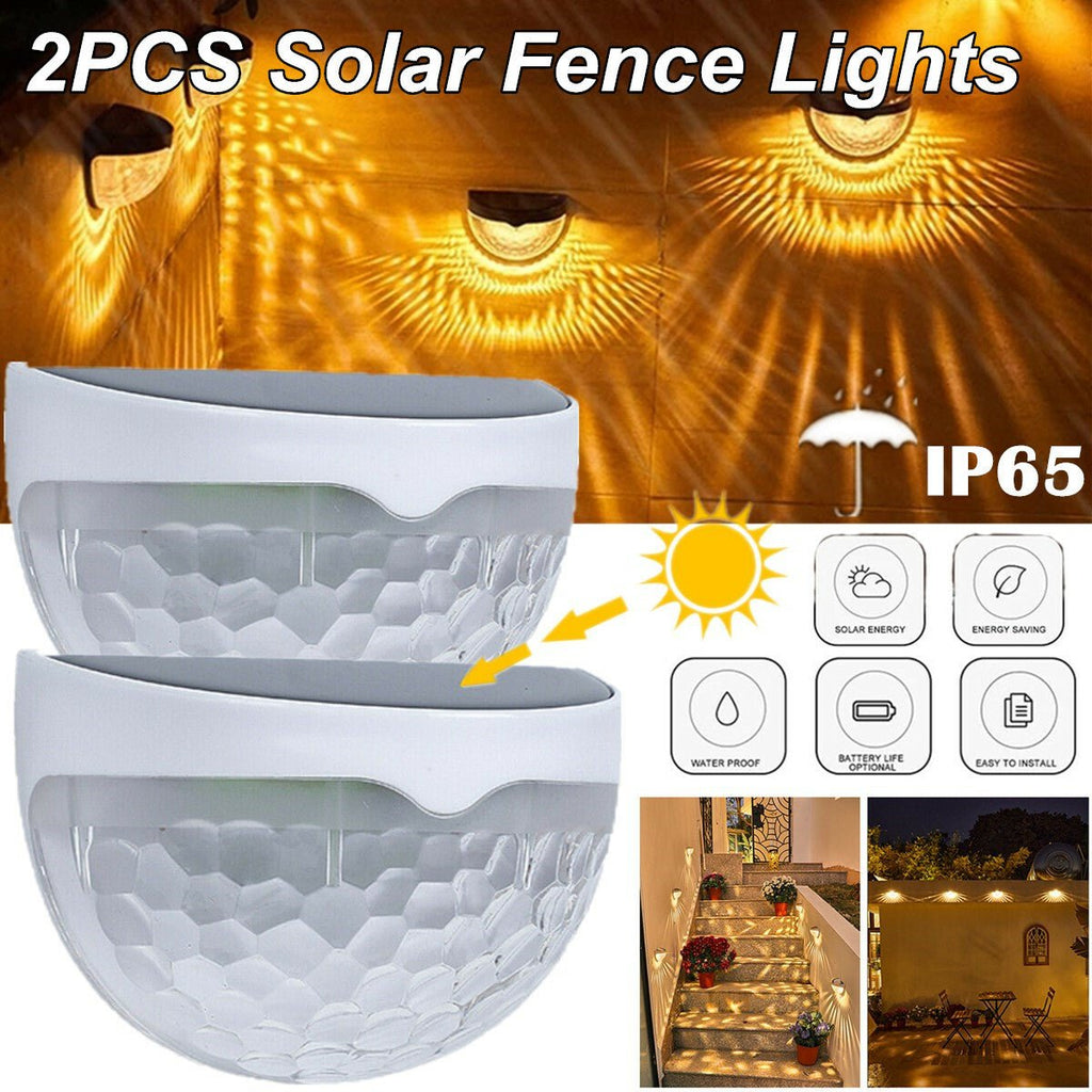 2PCS Solar Fence Lights Outdoor Garden Waterproof Wall Mount Decorative Lights - soblessed95.store