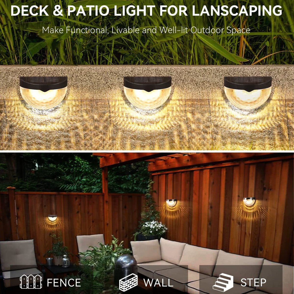 2PCS Solar Fence Lights Outdoor Garden Waterproof Wall Mount Decorative Lights - soblessed95.store