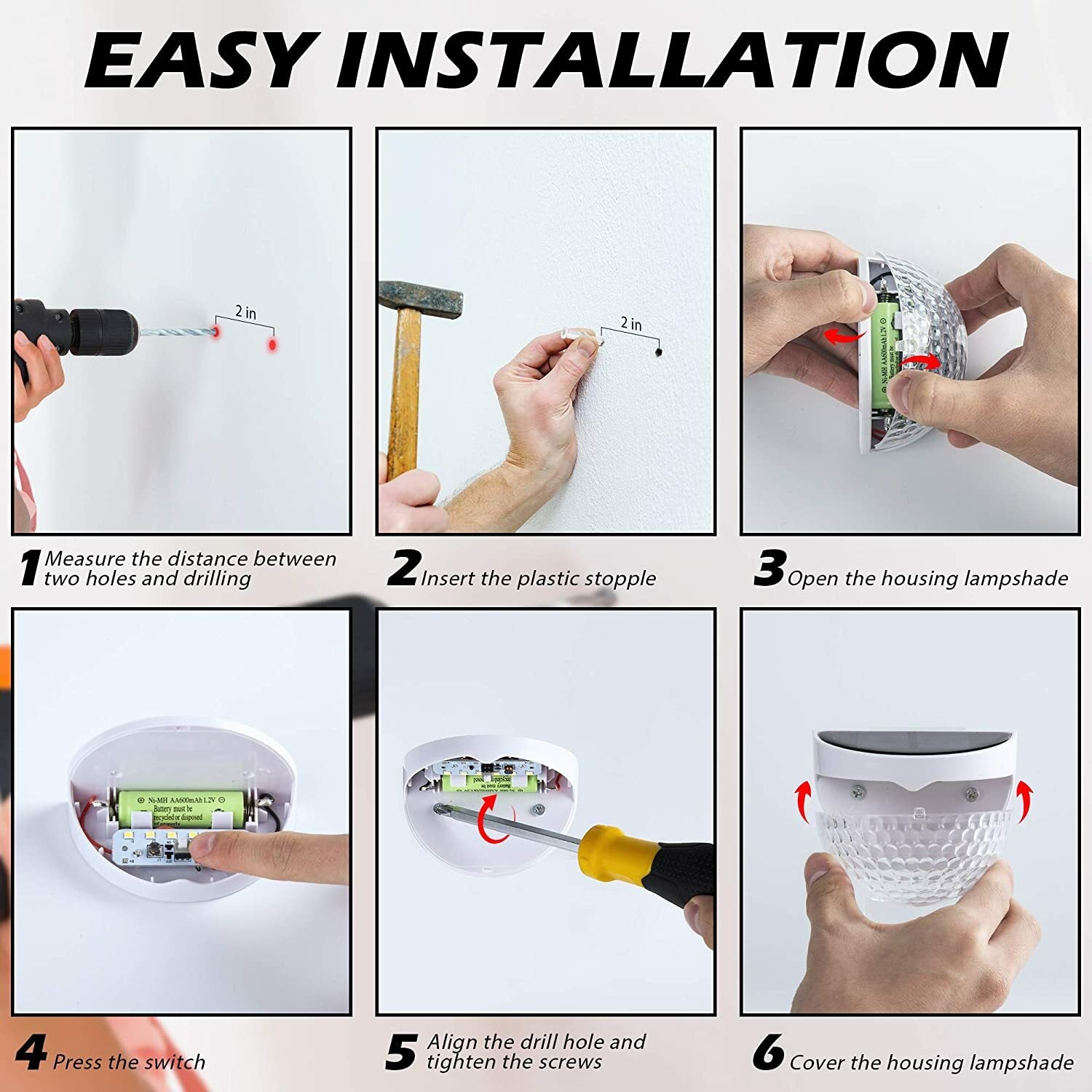 2PCS Solar Fence Lights Outdoor Garden Waterproof Wall Mount Decorative Lights - soblessed95.store