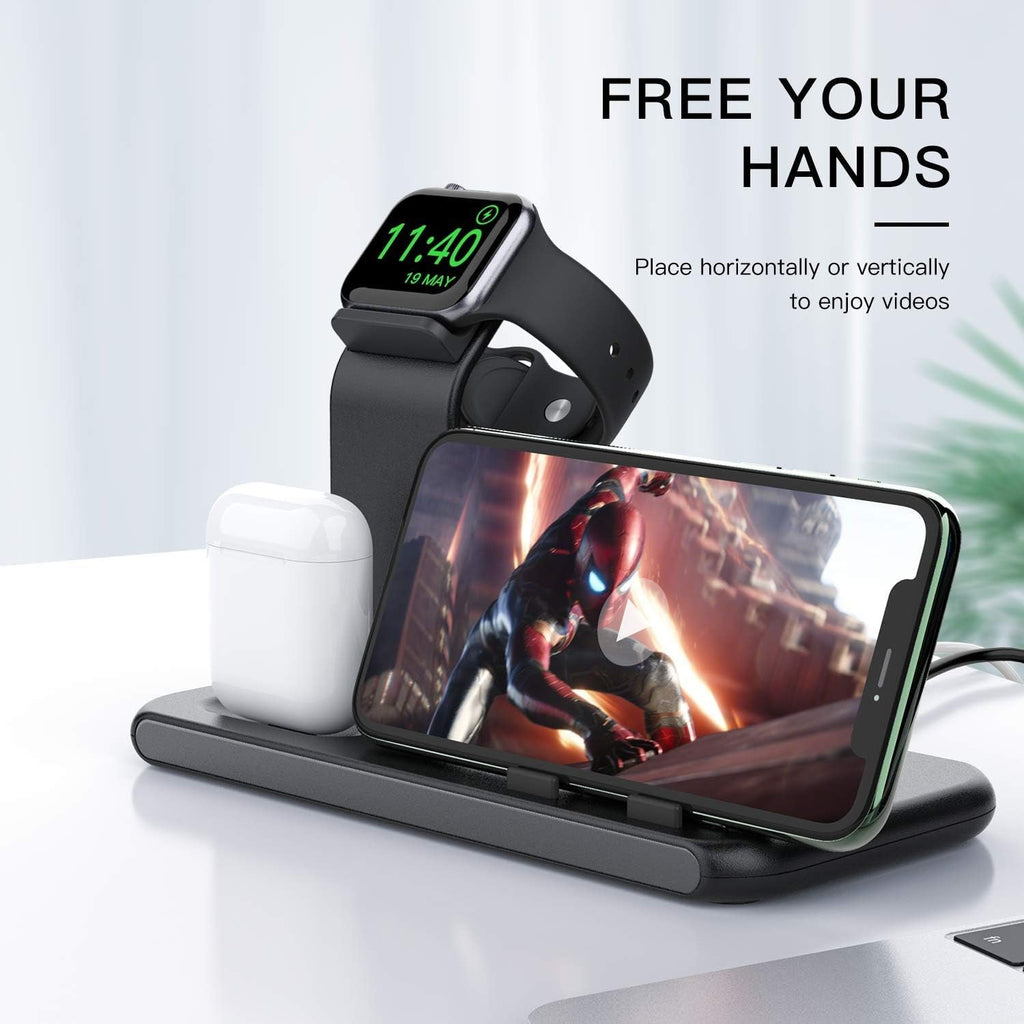 3 in 1 Charging Station for Apple Products, Stand for Apple Watch 7/SE/6/5/4/3/2/1, for Airpods Pro/3/2/1 Charging Dock, Charger Station for Iphone 13/12 Mini/12 Pro Max/11Pro Max/Xs Max/8Plus - soblessed95.store