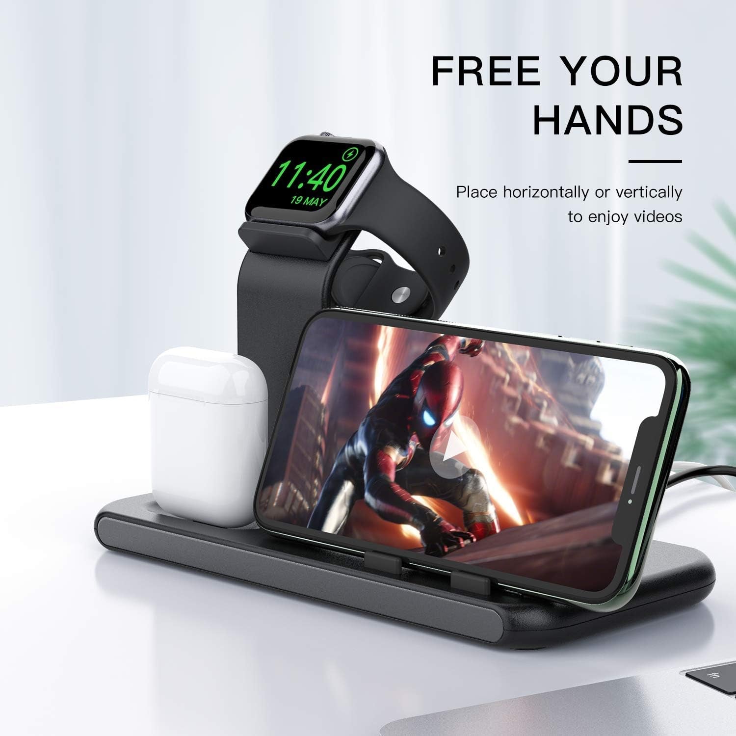 3 in 1 Charging Station for Apple Products, Stand for Apple Watch 7/SE/6/5/4/3/2/1, for Airpods Pro/3/2/1 Charging Dock, Charger Station for Iphone 13/12 Mini/12 Pro Max/11Pro Max/Xs Max/8Plus - soblessed95.store
