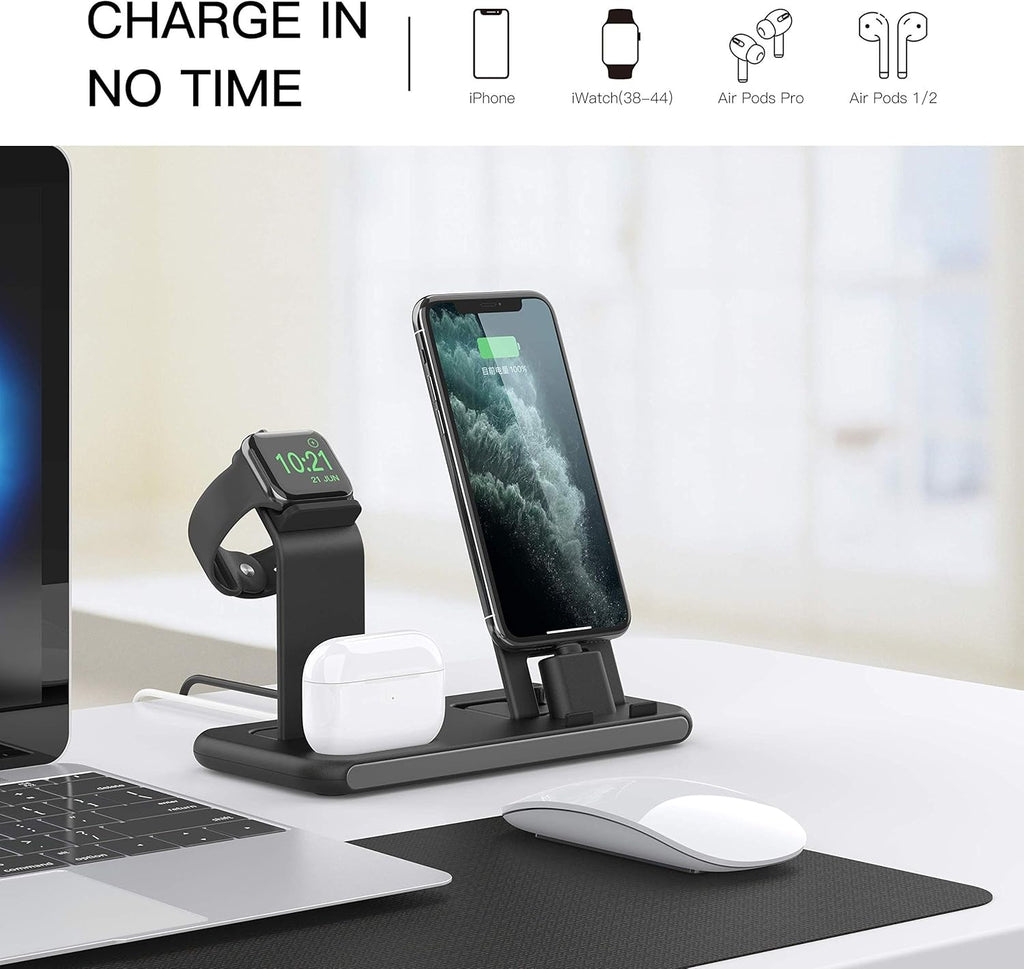 3 in 1 Charging Station for Apple Products, Stand for Apple Watch 7/SE/6/5/4/3/2/1, for Airpods Pro/3/2/1 Charging Dock, Charger Station for Iphone 13/12 Mini/12 Pro Max/11Pro Max/Xs Max/8Plus - soblessed95.store