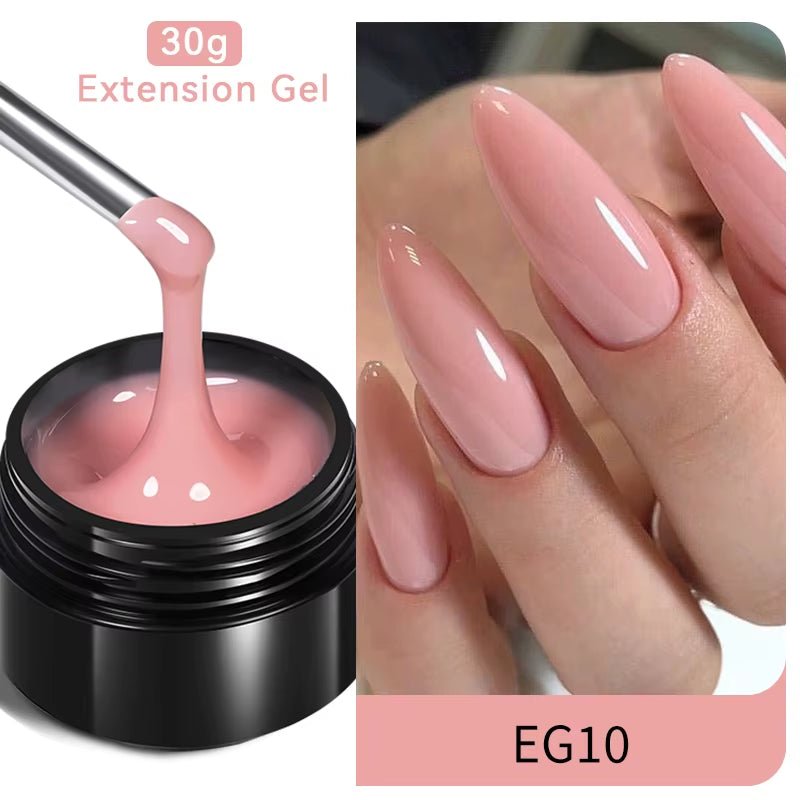 30Ml Glitter Pink Hard Jelly Nail Extension Gel Nail Polish Milky White Clear Color Soak off UV Construction Gel - soblessed95.store