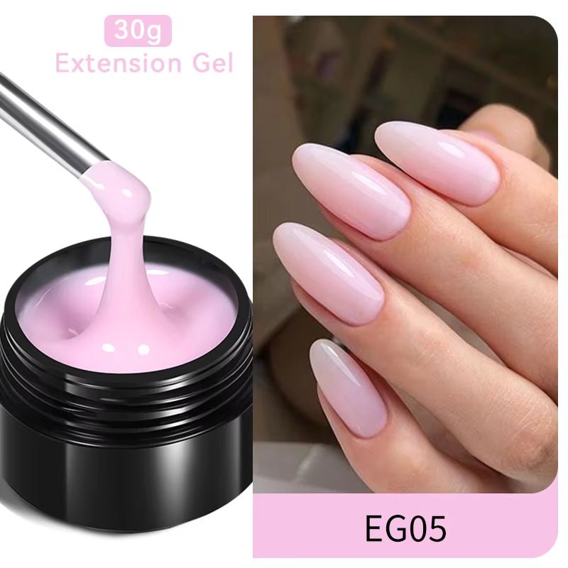 30Ml Glitter Pink Hard Jelly Nail Extension Gel Nail Polish Milky White Clear Color Soak off UV Construction Gel - soblessed95.store
