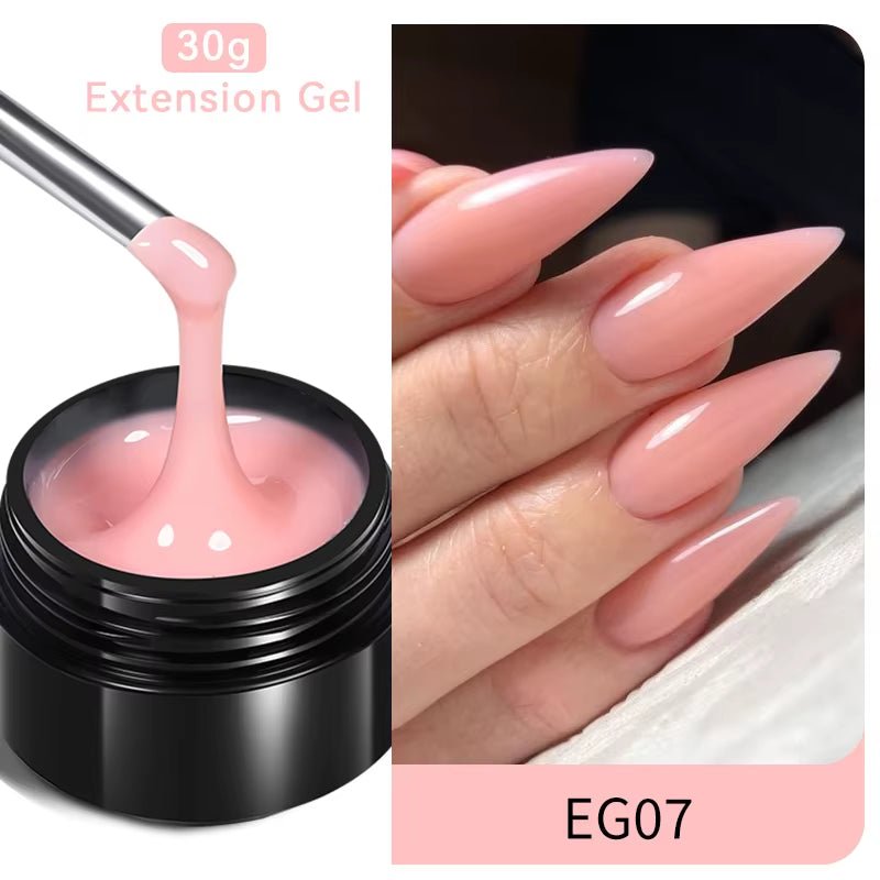 30Ml Glitter Pink Hard Jelly Nail Extension Gel Nail Polish Milky White Clear Color Soak off UV Construction Gel - soblessed95.store