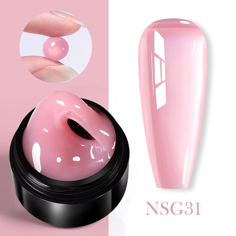 30Ml Glitter Pink Hard Jelly Nail Extension Gel Nail Polish Milky White Clear Color Soak off UV Construction Gel - soblessed95.store