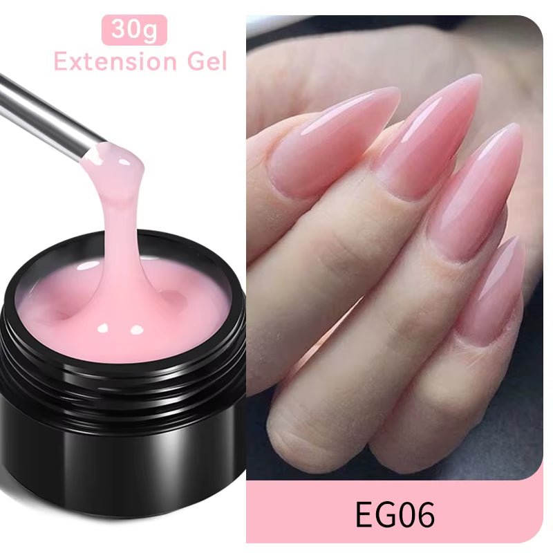 30Ml Glitter Pink Hard Jelly Nail Extension Gel Nail Polish Milky White Clear Color Soak off UV Construction Gel - soblessed95.store