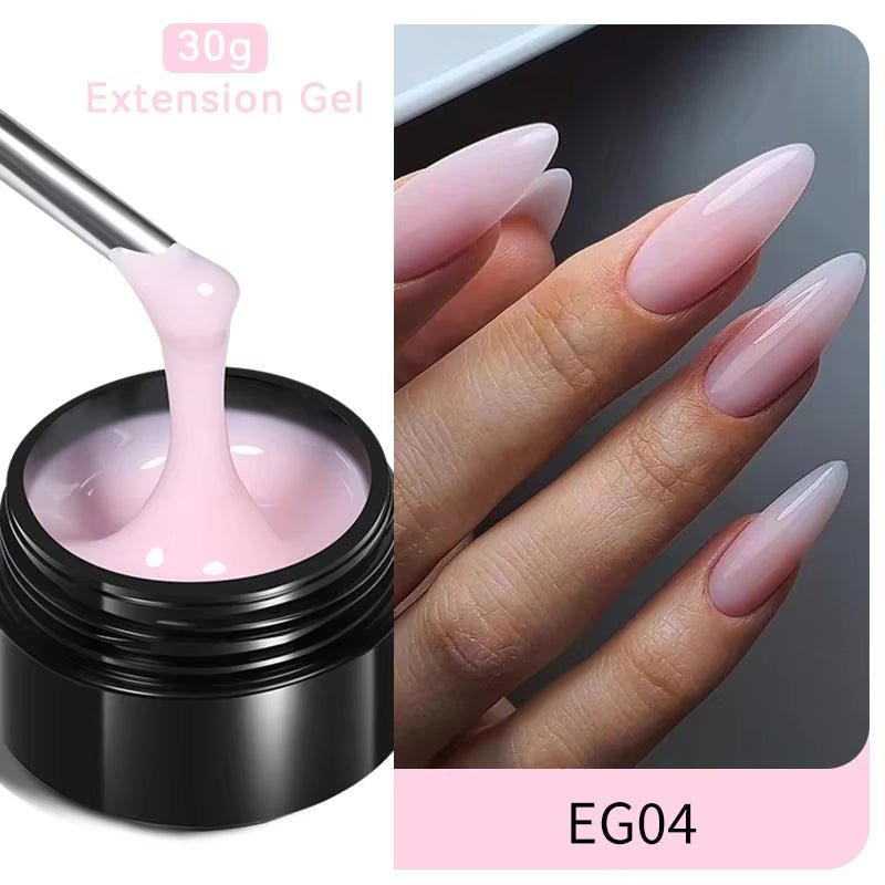 30Ml Glitter Pink Hard Jelly Nail Extension Gel Nail Polish Milky White Clear Color Soak off UV Construction Gel - soblessed95.store