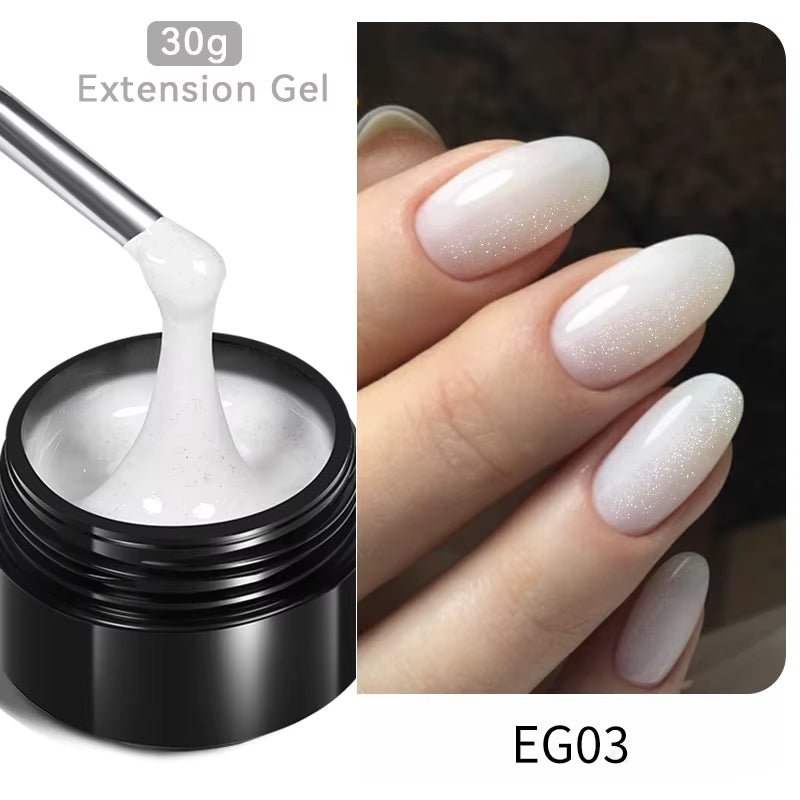 30Ml Glitter Pink Hard Jelly Nail Extension Gel Nail Polish Milky White Clear Color Soak off UV Construction Gel - soblessed95.store