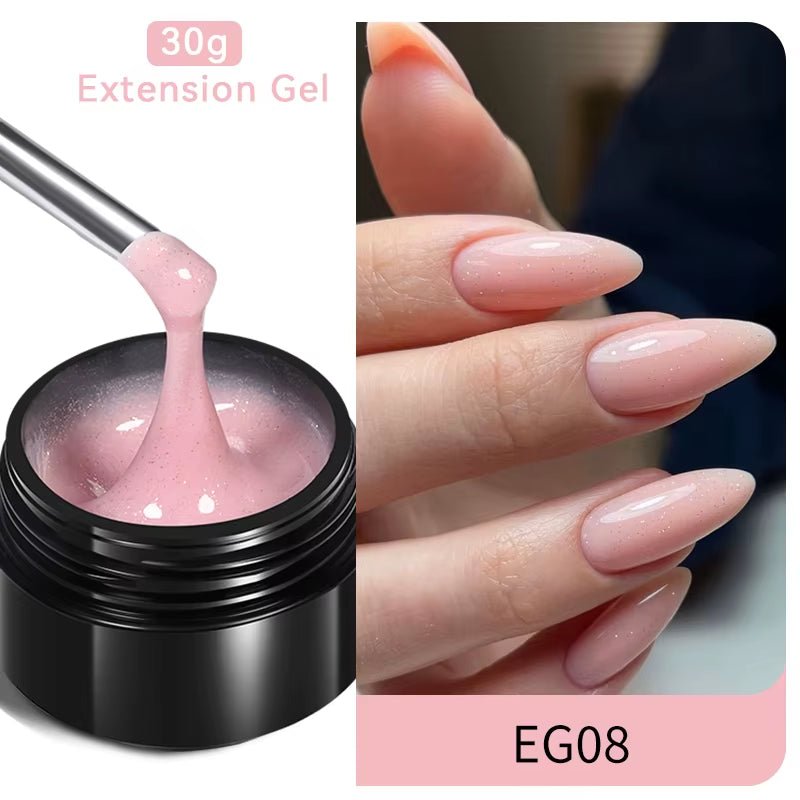30Ml Glitter Pink Hard Jelly Nail Extension Gel Nail Polish Milky White Clear Color Soak off UV Construction Gel - soblessed95.store