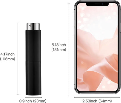 8ML Perfume Atomizer (2PCS), Cologne Sprayer, Mini Empty Travel Spray Bottle for Men and Women (Black)