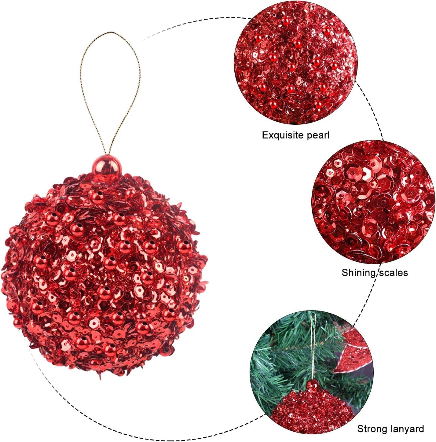 4.25" Shatterproof Christmas Ball Ornaments, 4Pc Red Set for Trees and Holiday Decor - soblessed95.store