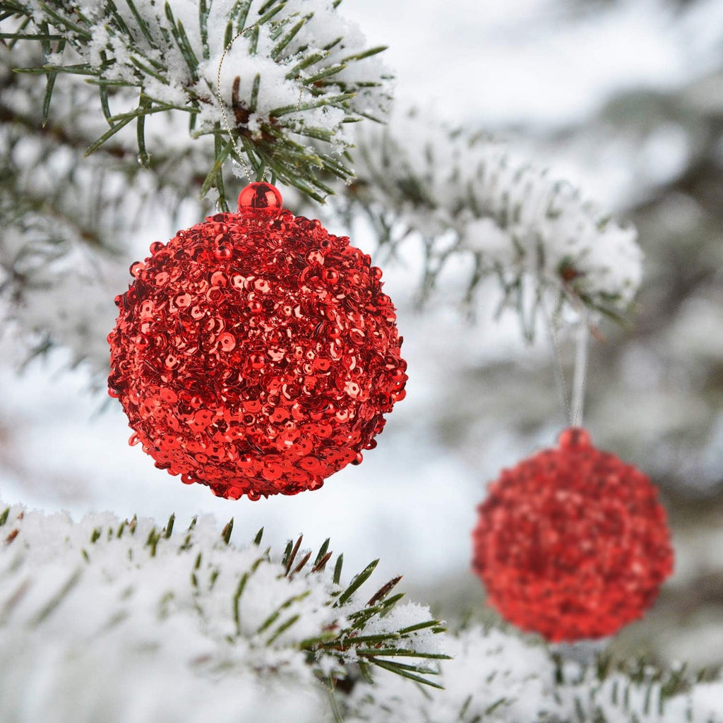 4.25" Shatterproof Christmas Ball Ornaments, 4Pc Red Set for Trees and Holiday Decor - soblessed95.store