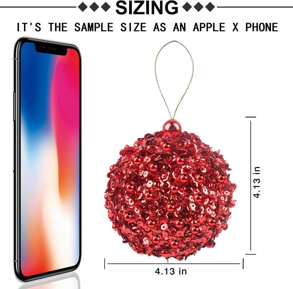 4.25" Shatterproof Christmas Ball Ornaments, 4Pc Red Set for Trees and Holiday Decor - soblessed95.store