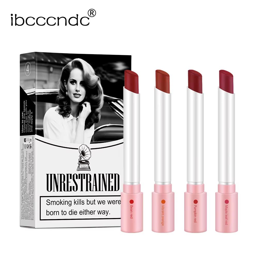 4Colors/Set Cigarette Lip Gloss Set Velvet Matte Waterproof Long - Lasting Lip Non - Stick Cup Cigarette Lipstick Makeup for Women - soblessed95.store