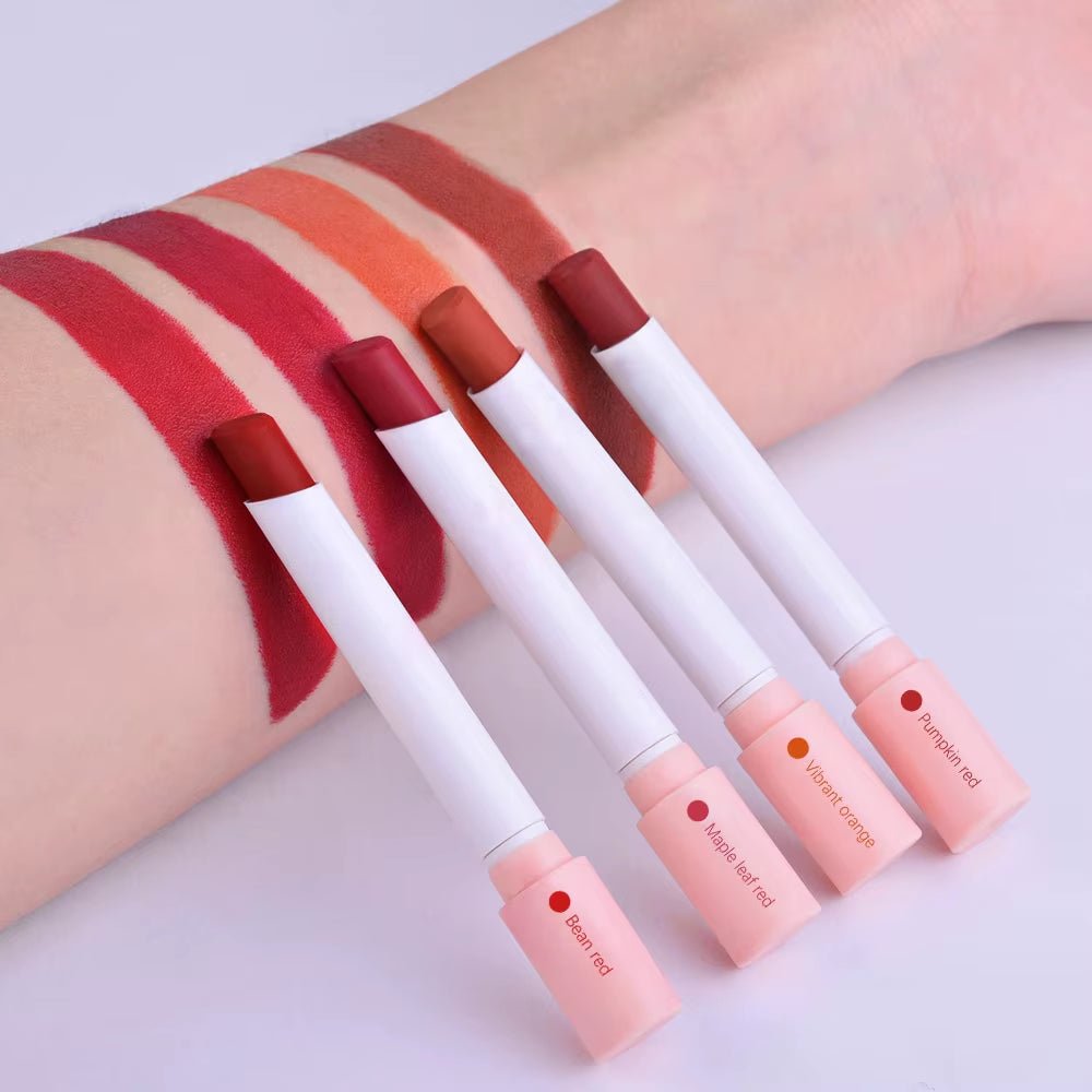 4Colors/Set Cigarette Lip Gloss Set Velvet Matte Waterproof Long - Lasting Lip Non - Stick Cup Cigarette Lipstick Makeup for Women - soblessed95.store