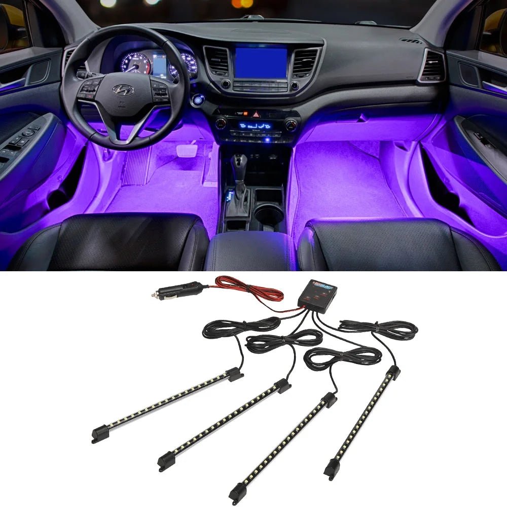 4Pc Purple LED Interior Underdash Lighting Kit - soblessed95.store