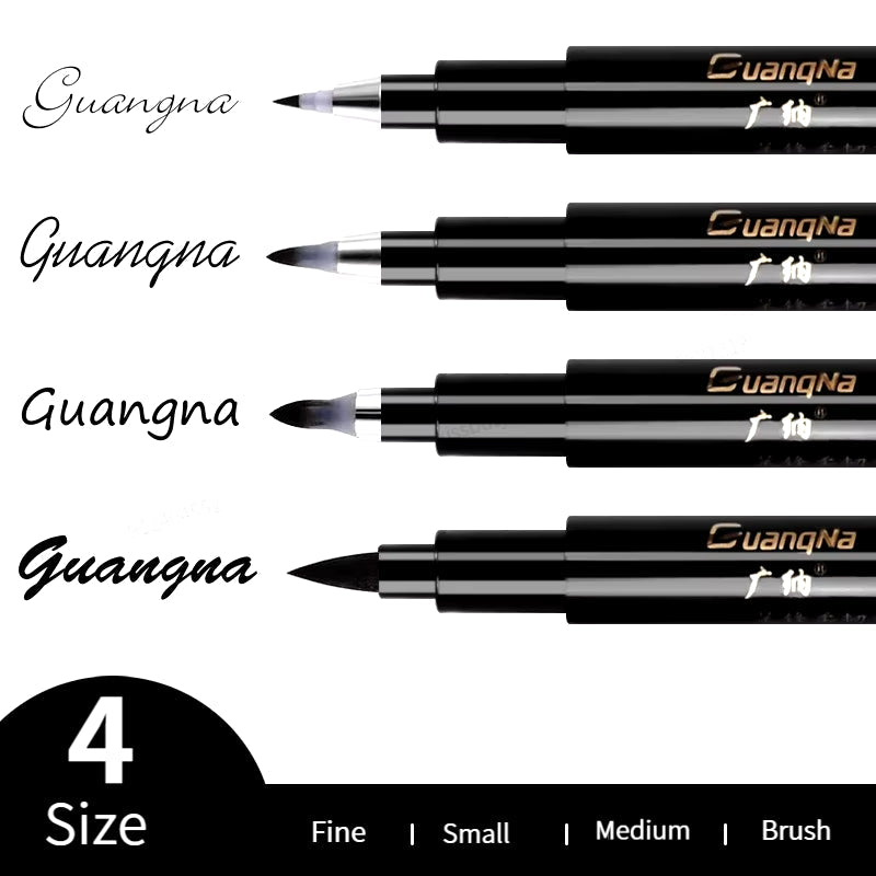 4Pcs/Set Calligraphy Pen Hand Lettering Art Pens Brush Ink Lettering Pens Markers for Writing Drawing Black Ink Pens Art Marker - soblessed95.store