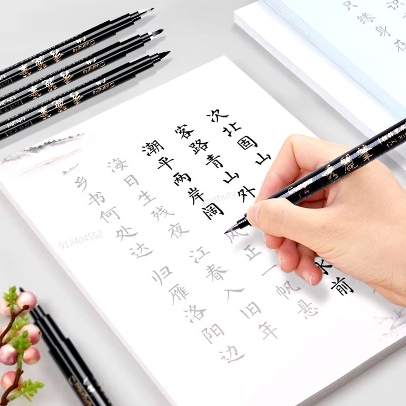 4Pcs/Set Calligraphy Pen Hand Lettering Art Pens Brush Ink Lettering Pens Markers for Writing Drawing Black Ink Pens Art Marker - soblessed95.store