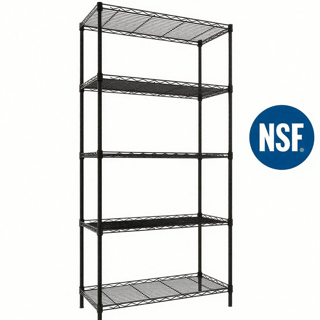 5 - Tier Wire Shelving Unit, Steel Storage Rack for Garage Office Kitchen Black, 30" W X 14" D X 60" H - soblessed95.store