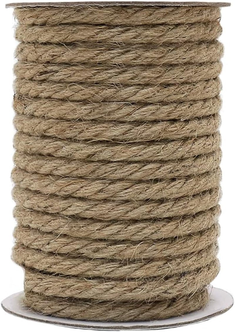 50 Feet 10Mm Jute Rope, Natural Heavy Duty Twine for Crafts, Cat Scratching Post, Gardening, Bundling and Hanging - soblessed95.store